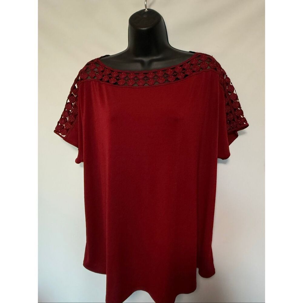 Est 1846 women’s maroon floral cut out detail blouse size 18/20 W